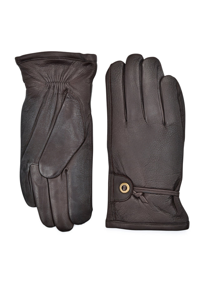 mens brown deerskin cashmere blend lined wrist length glove