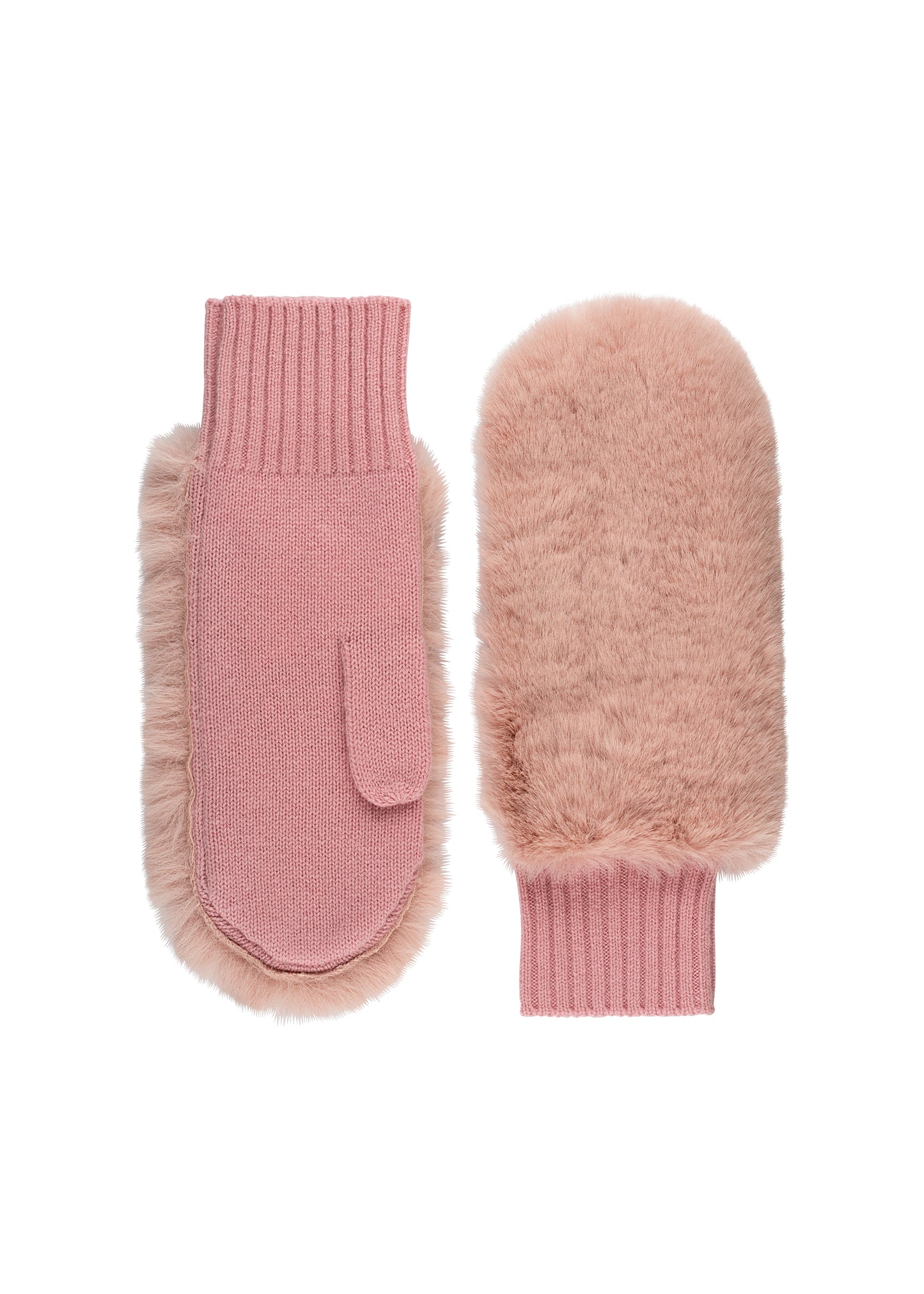 Women's faux fur mitten in Pink