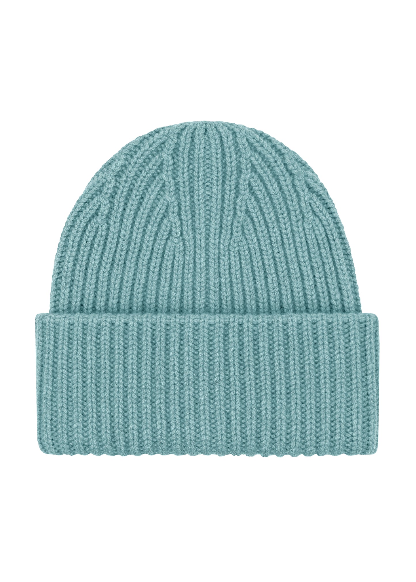 Women's thick rib cashmere beanie in Stoneham Blue