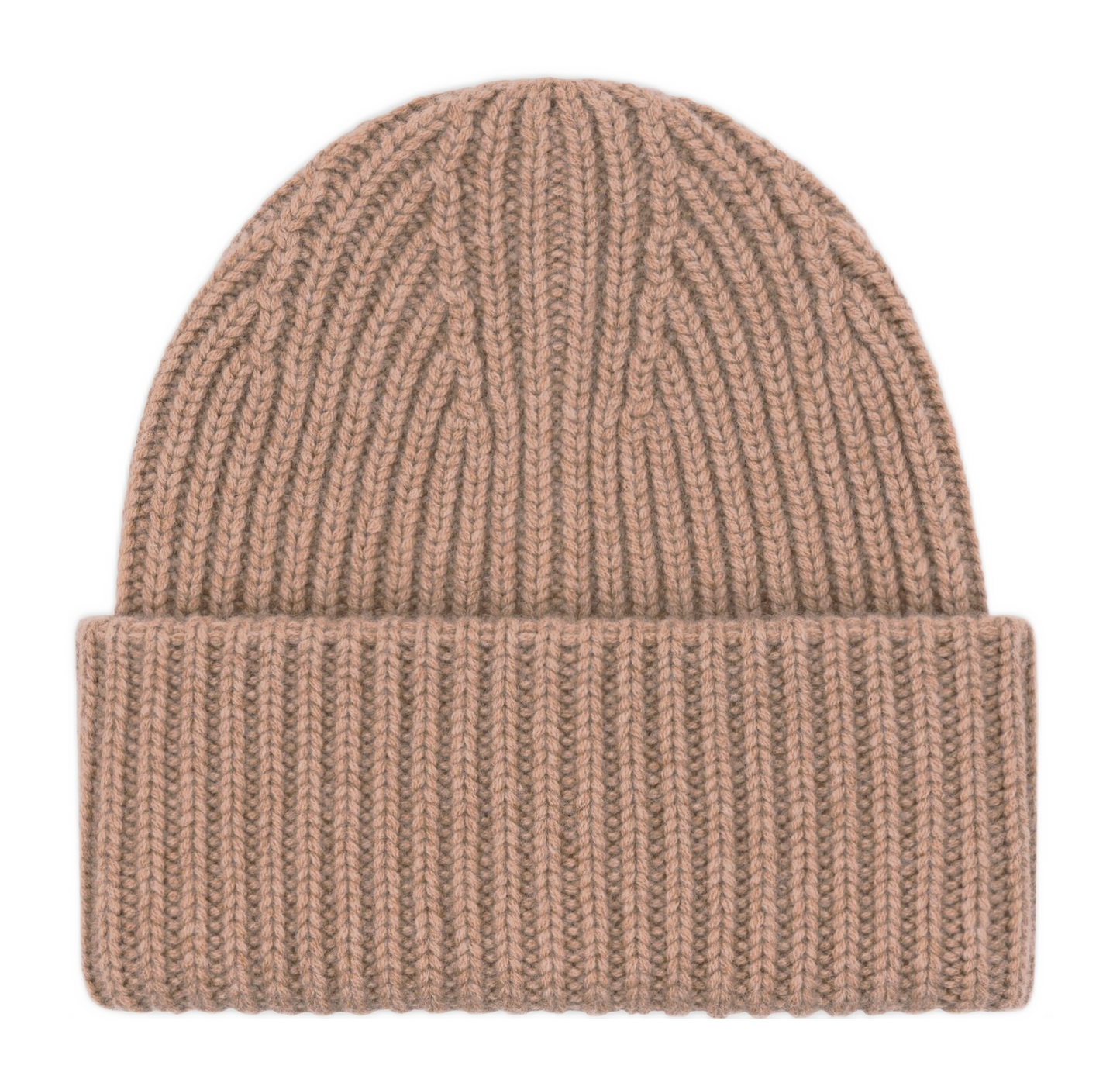 Women's thick rib cashmere beanie in Toast