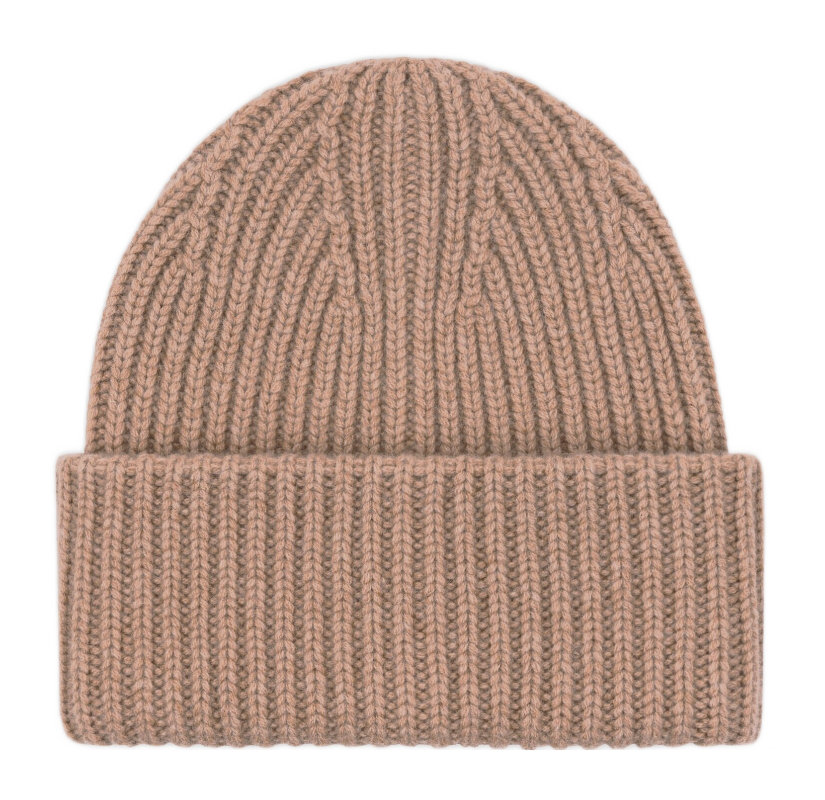 Women's thick rib cashmere beanie in Toast