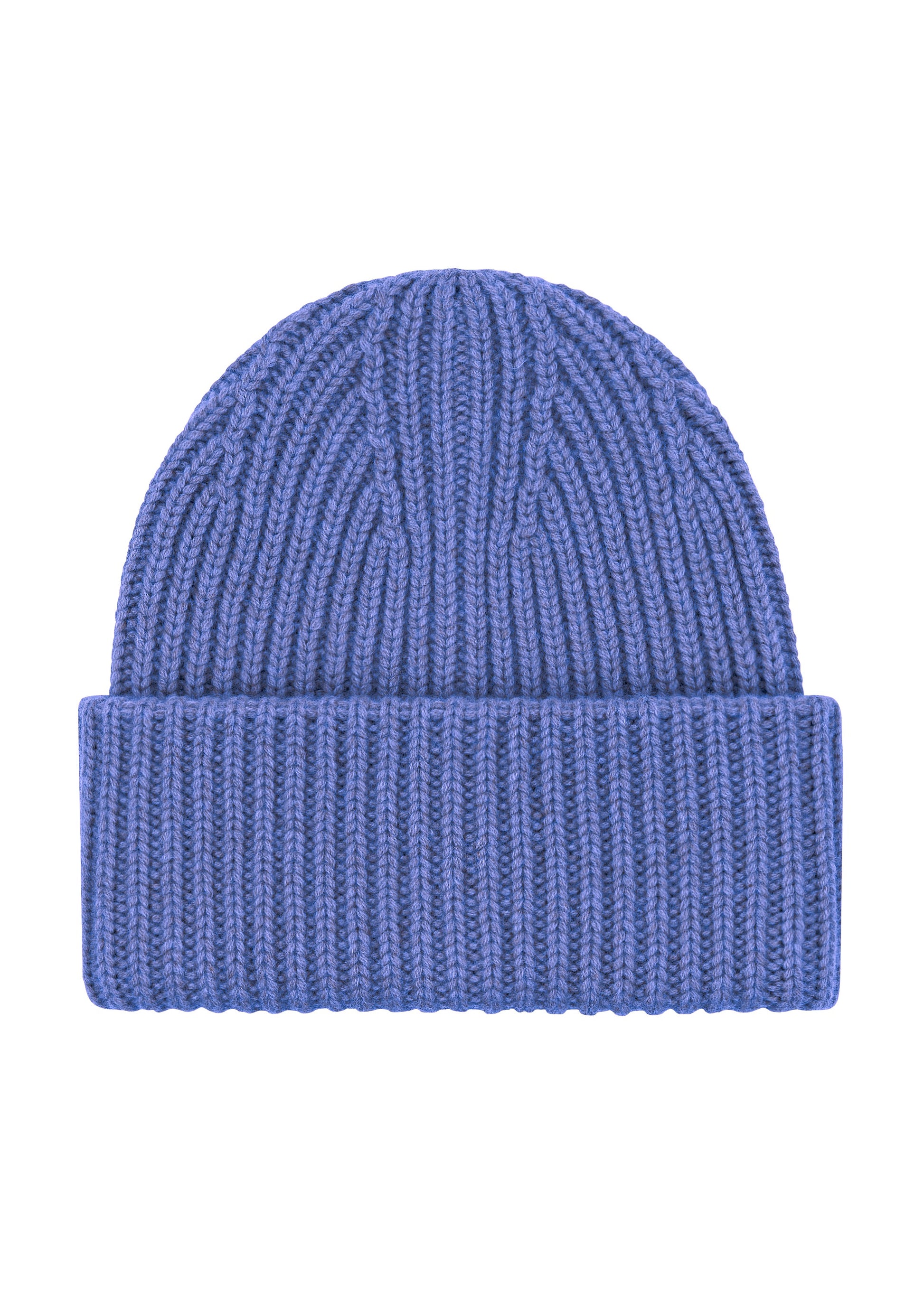 Thick rib beanie knit hat in blue