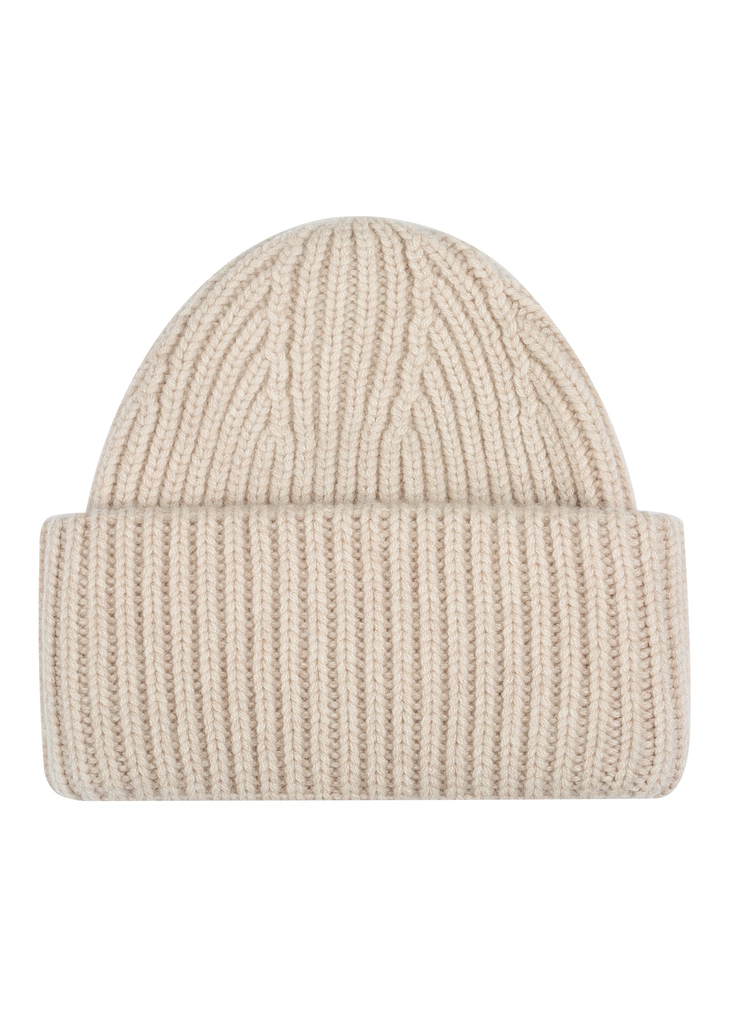 Women's thick rib cashmere beanie in Wheat