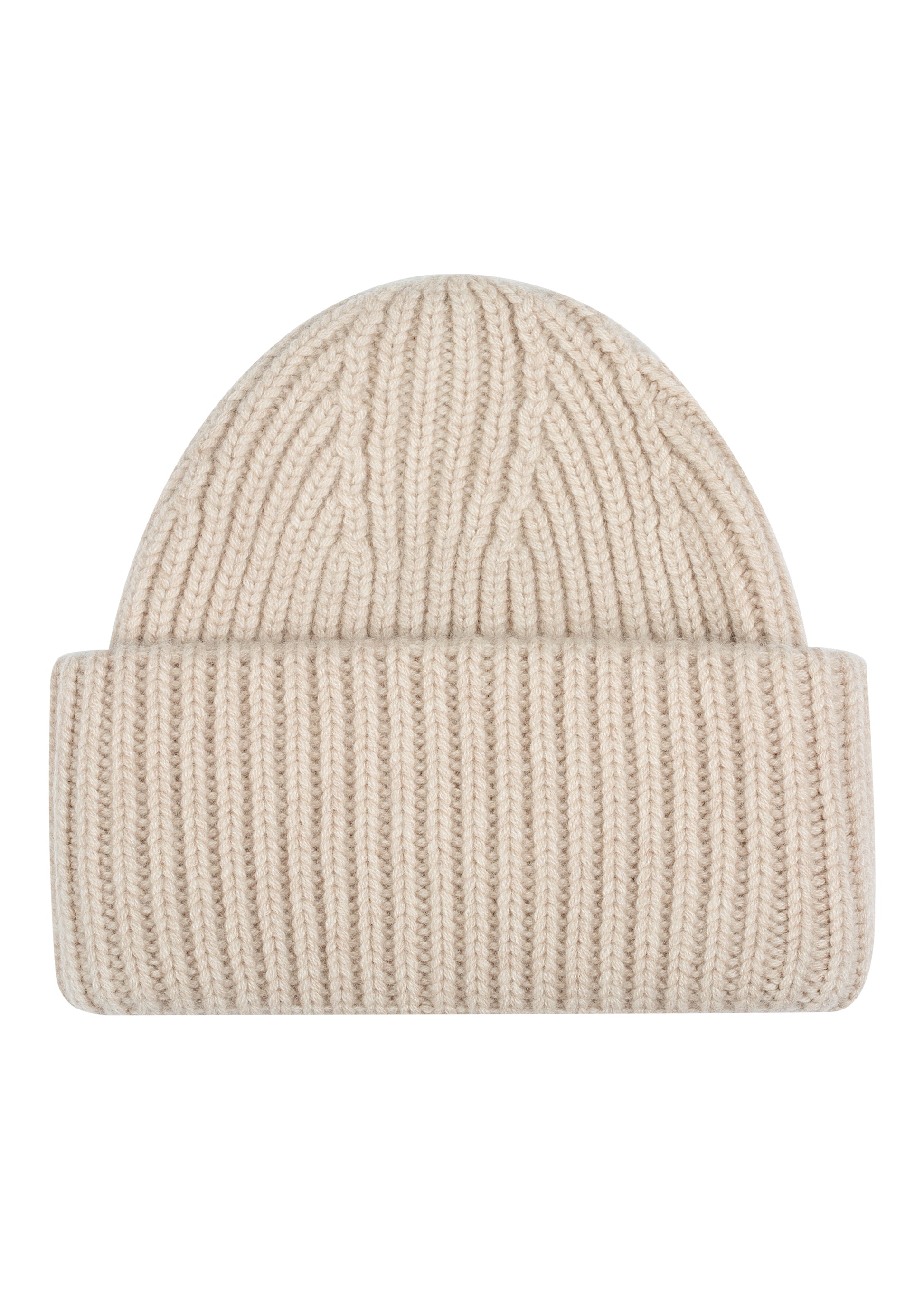 Women's thick rib cashmere beanie in Wheat