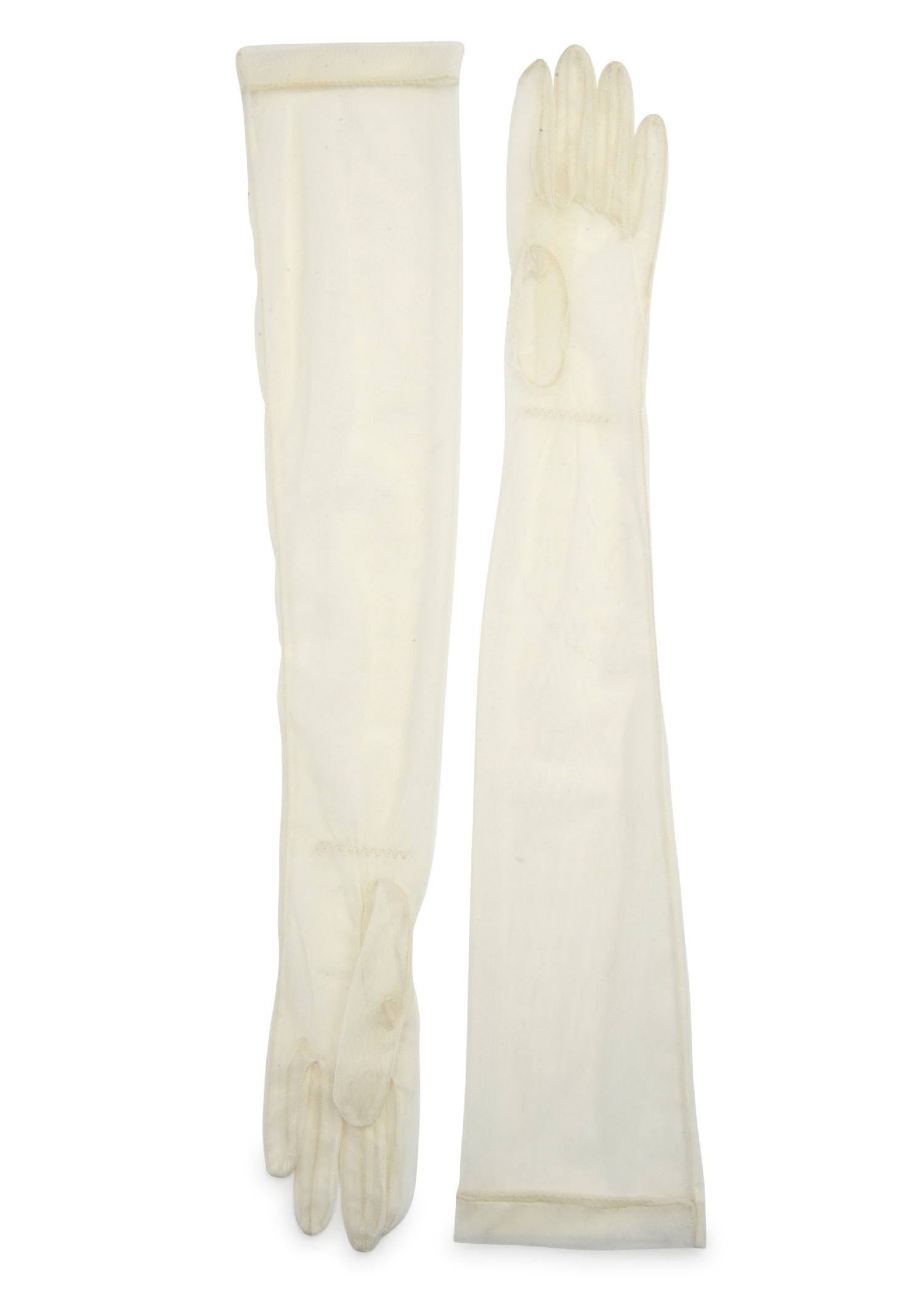 womens ivory polyester opera length ultra sheer glove
