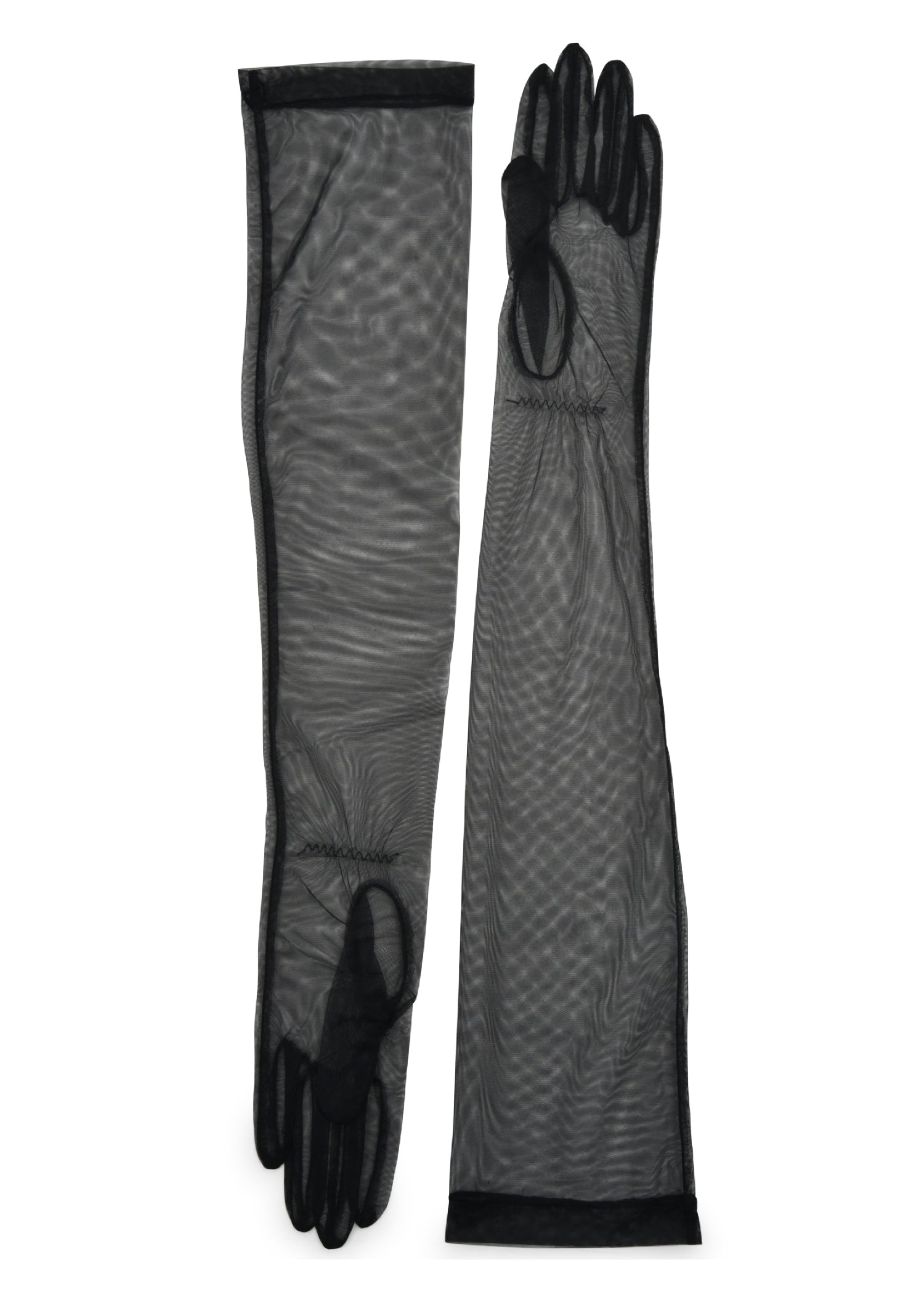 womens black polyester opera length ultra sheer glove