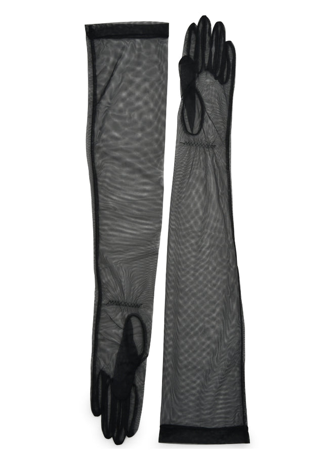womens black polyester opera length ultra sheer glove