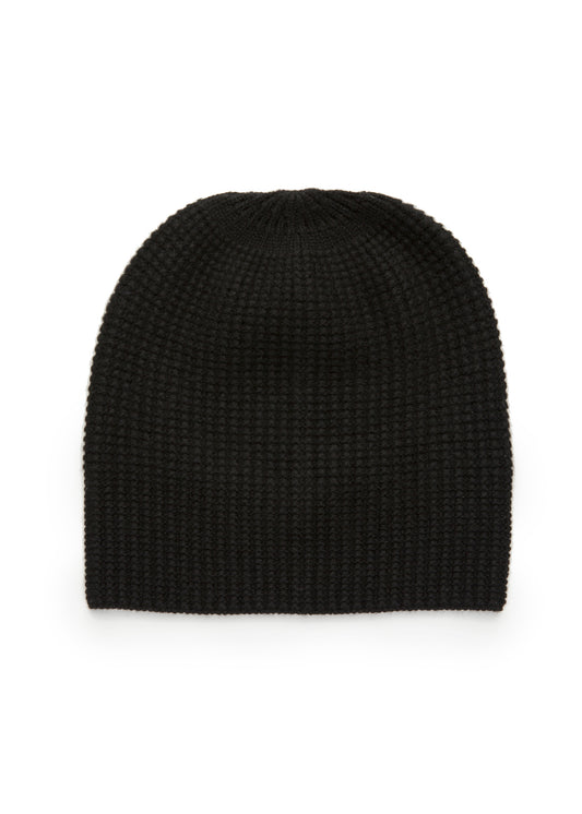 Women's Moss stitch cashmere beanie in Black