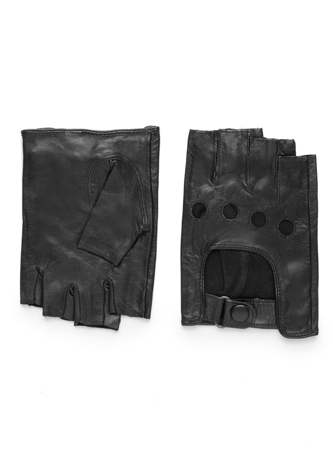 mens black leather unlined wrist length glove