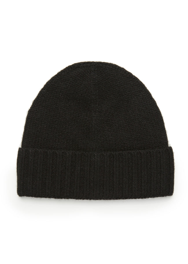 womens black cashmere beanie hat