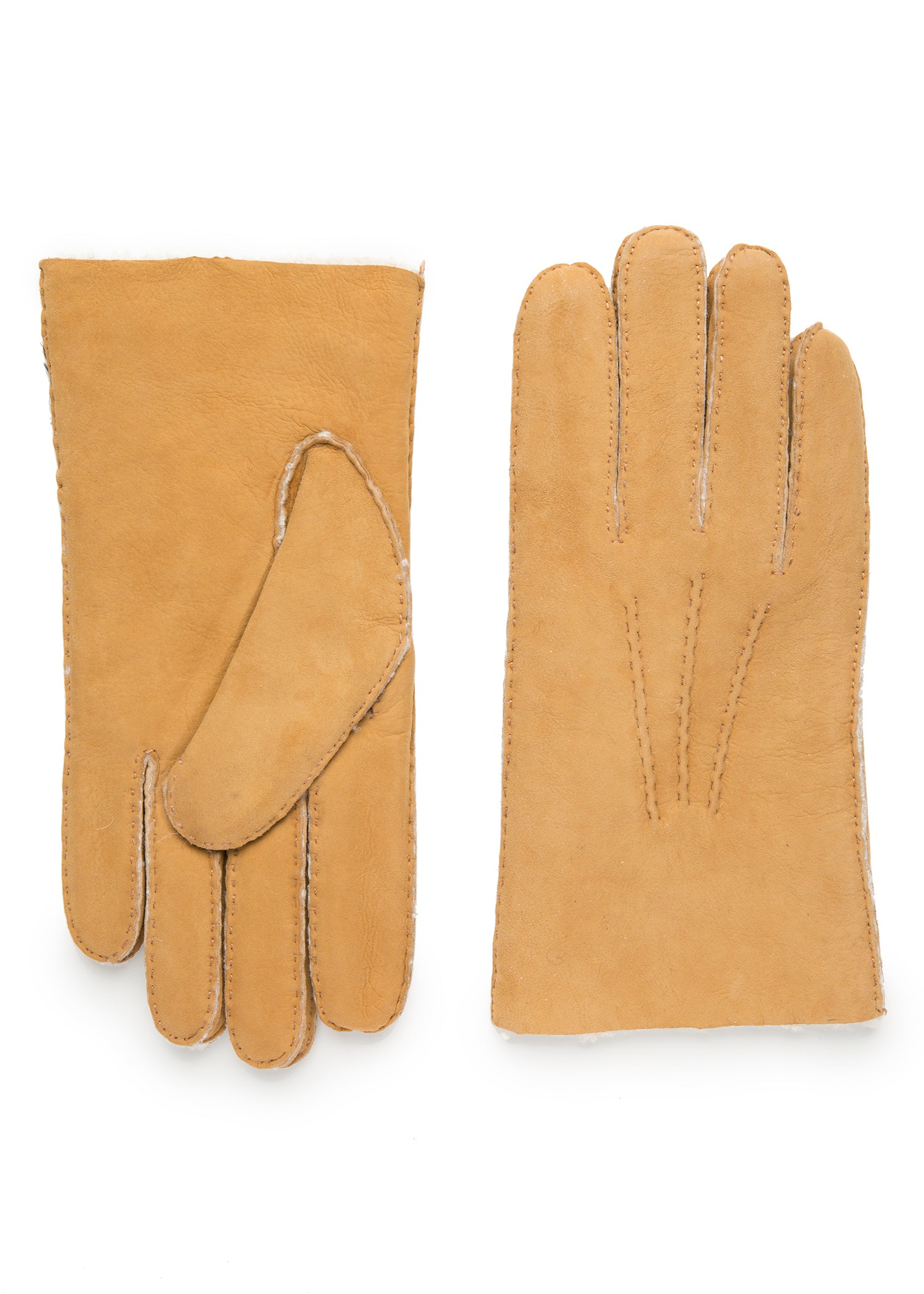 mens natural shearling wrist length glove