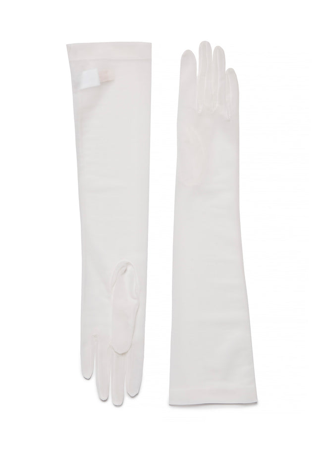 womens ivory sheer elbow length glove