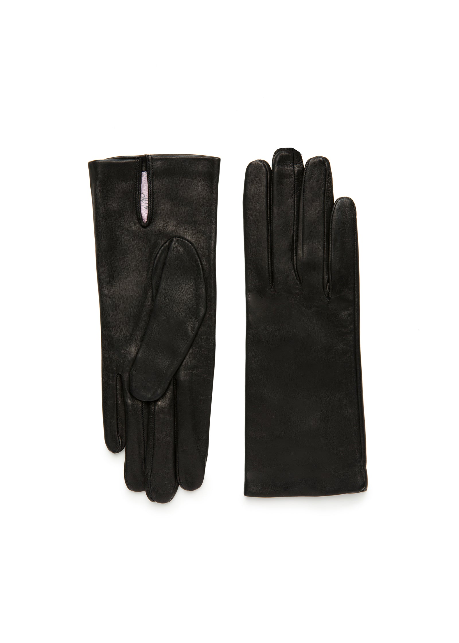 womens black lambskin silk lined wrist length glove made in Italy