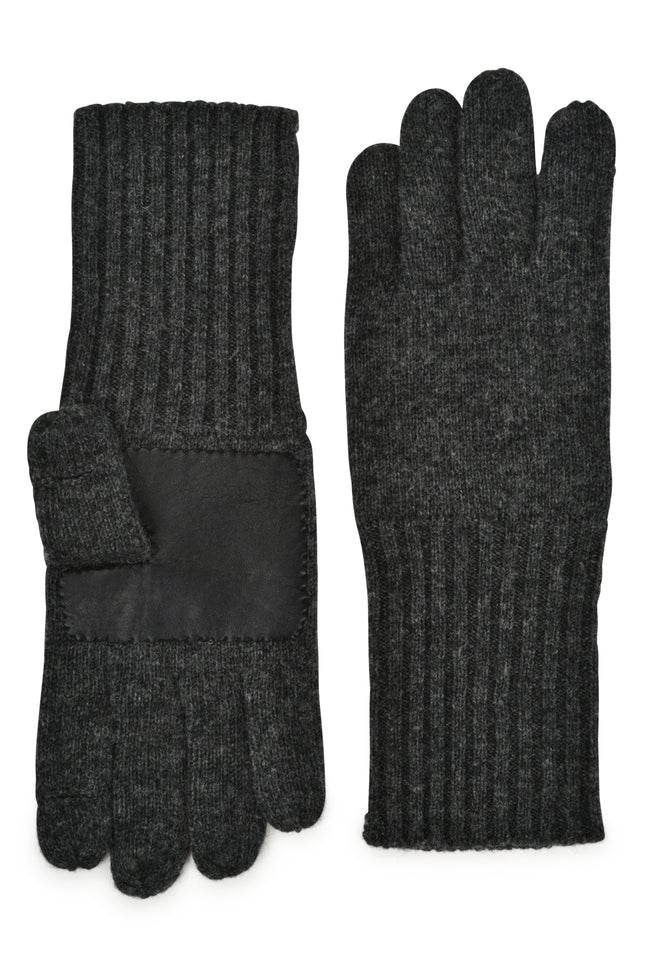 mens charcoal wool blend knit over the wrist length glove