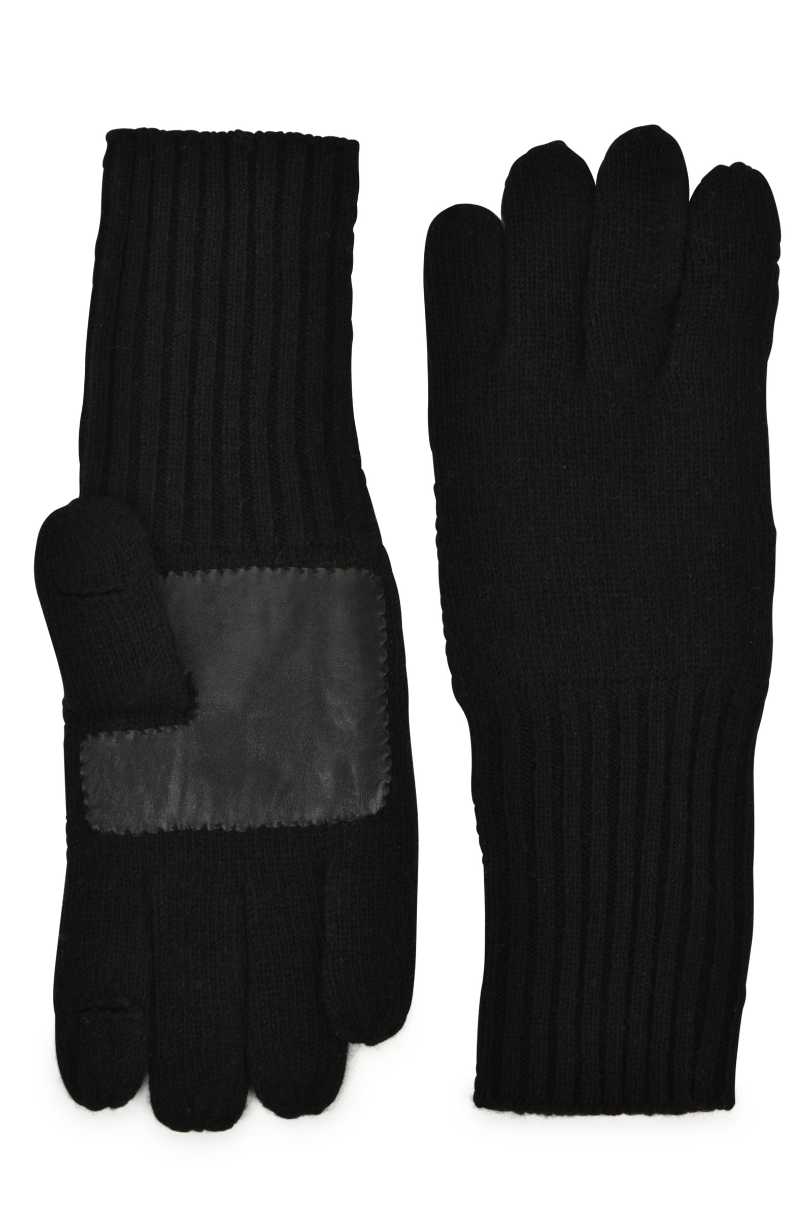 mens black wool blend knit over the wrist length glove