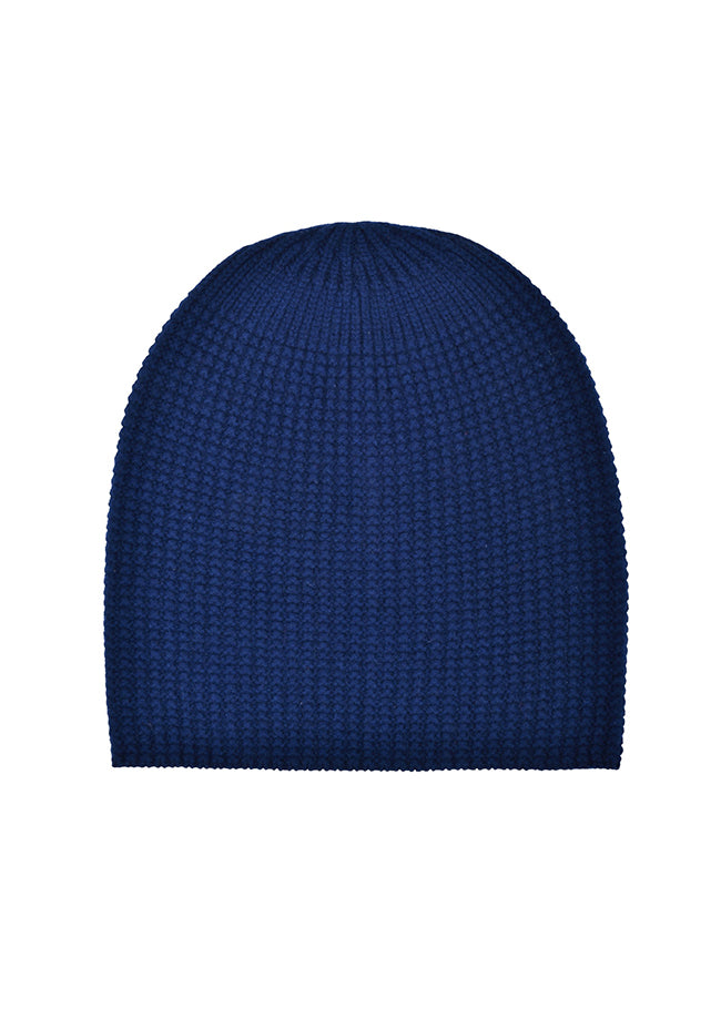 Women's Moss stitch cashmere beanie in Blue