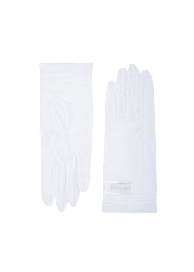 womens white net wrist length glove