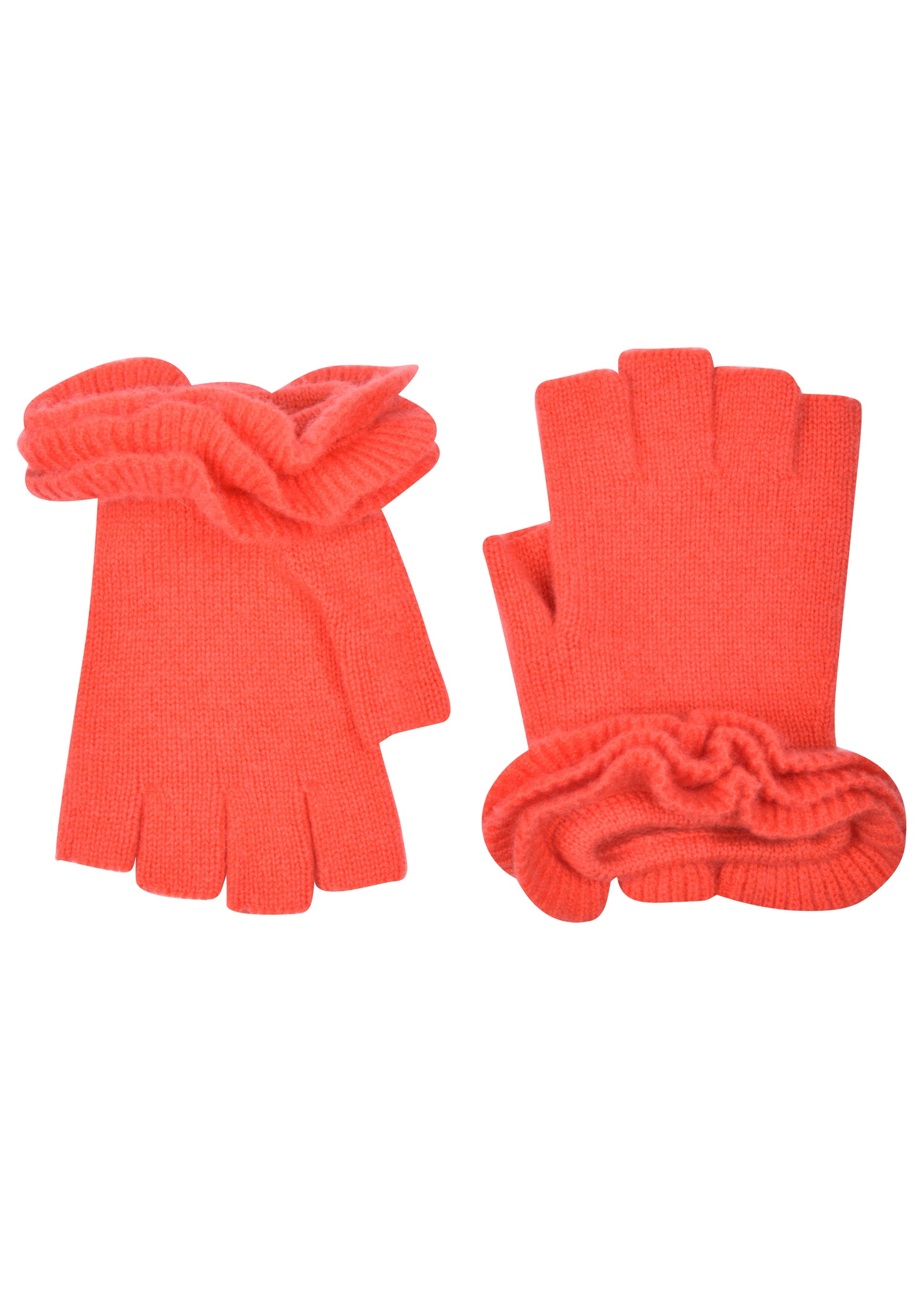 womens coral cashmere blend wrist length fingerless glove