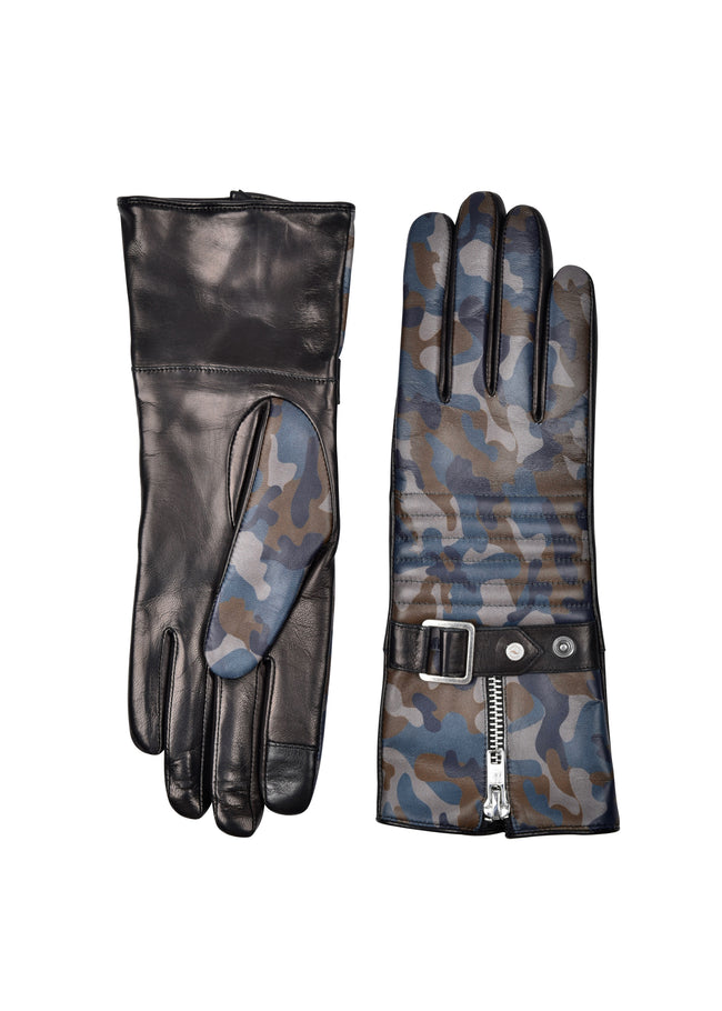 womens camouflage lambskin cashmere blend lined over the wrist length glove
