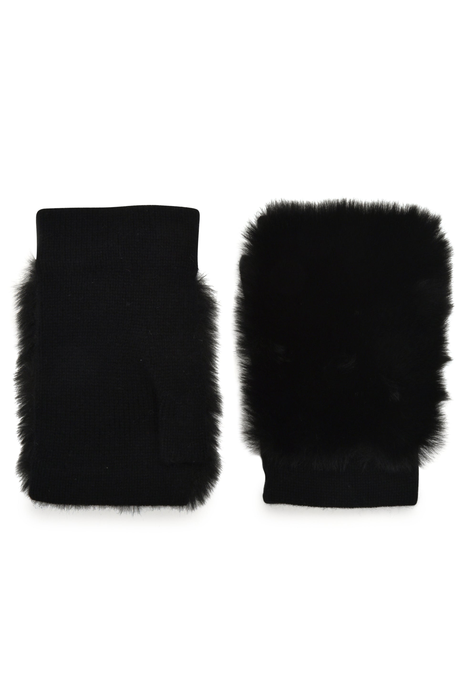 womens black cashmere blend wrist length fingerless glove