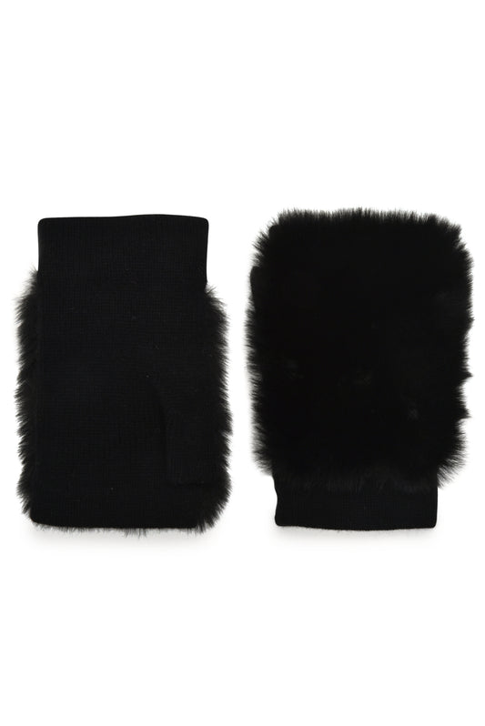womens black cashmere blend wrist length fingerless glove