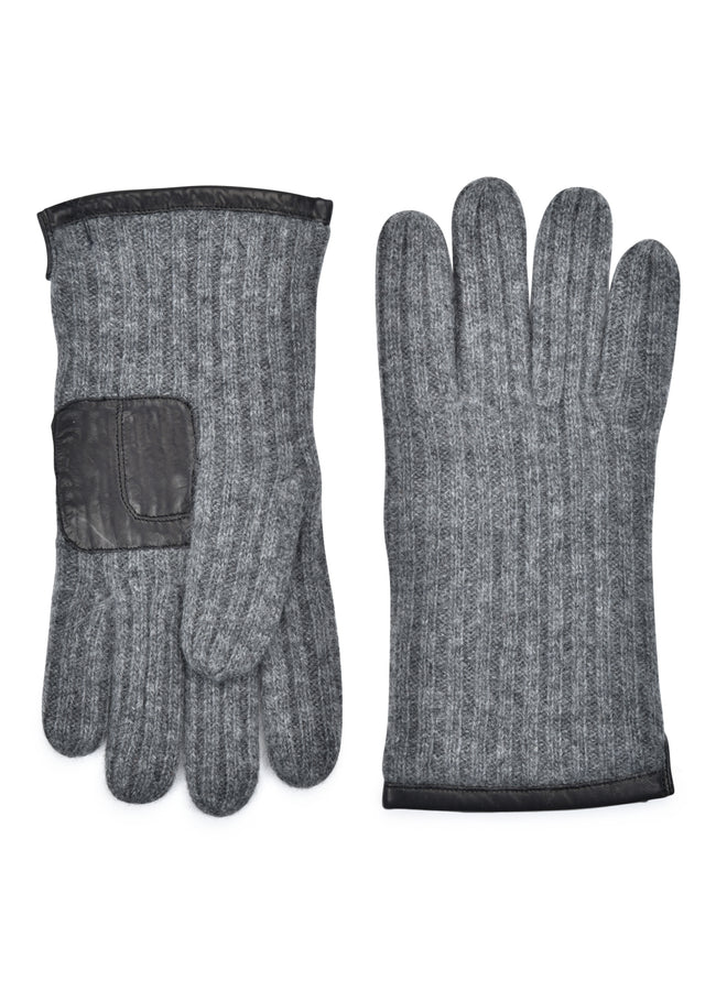 mens heather gray cashmere blend wrist length ribbed glove