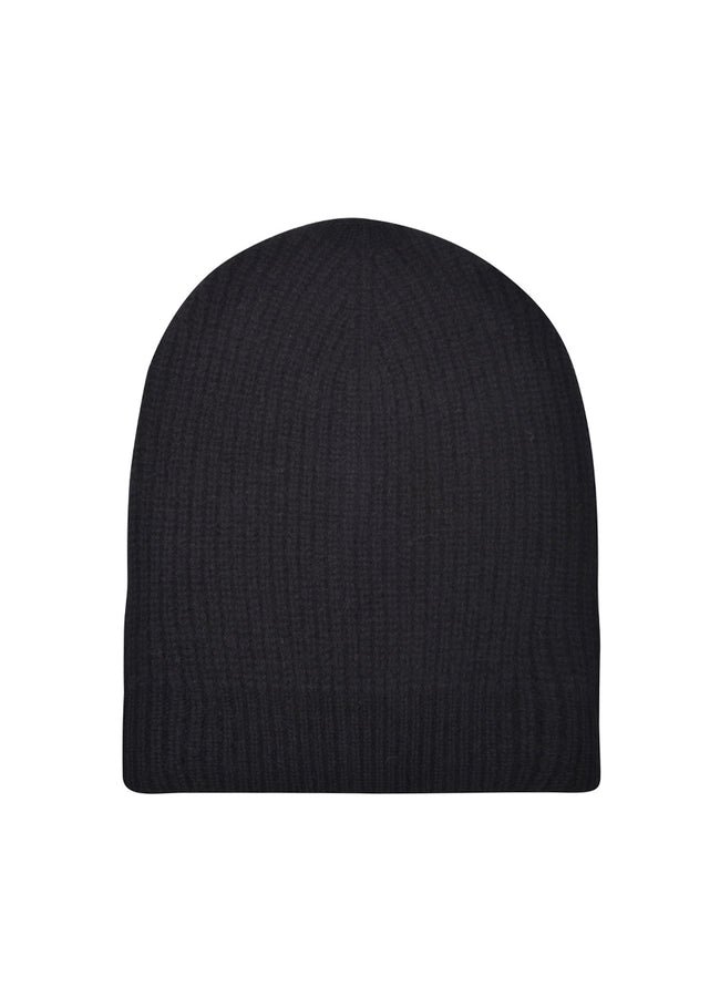 Cashmere Bulky Rib Hat in Black