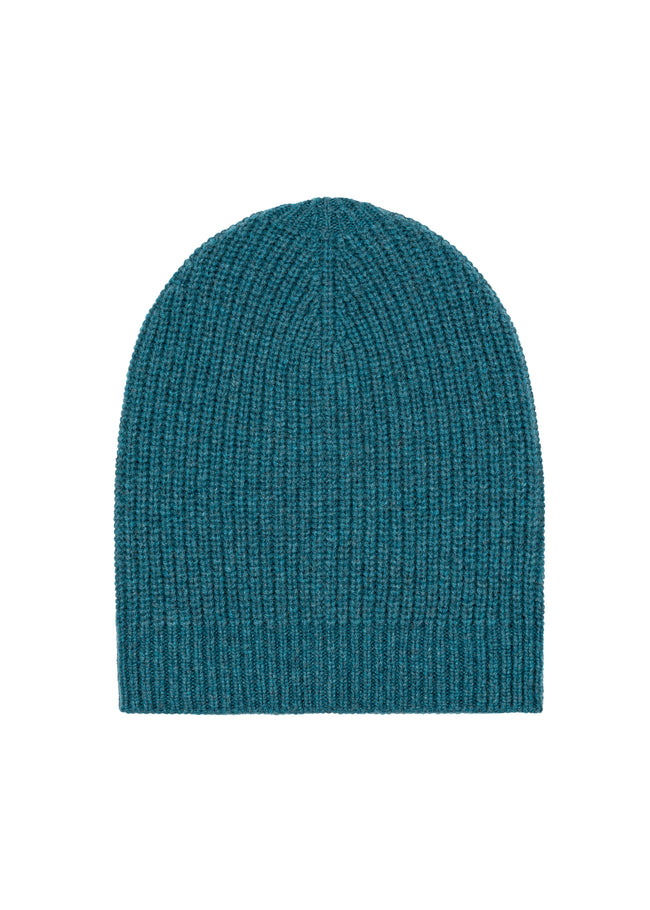Cashmere Bulky Rib Hat in Forest