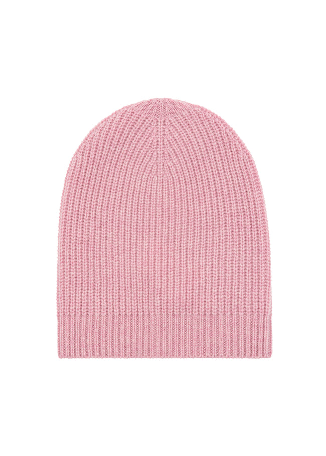 Cashmere Bulky Rib Hat in Pink
