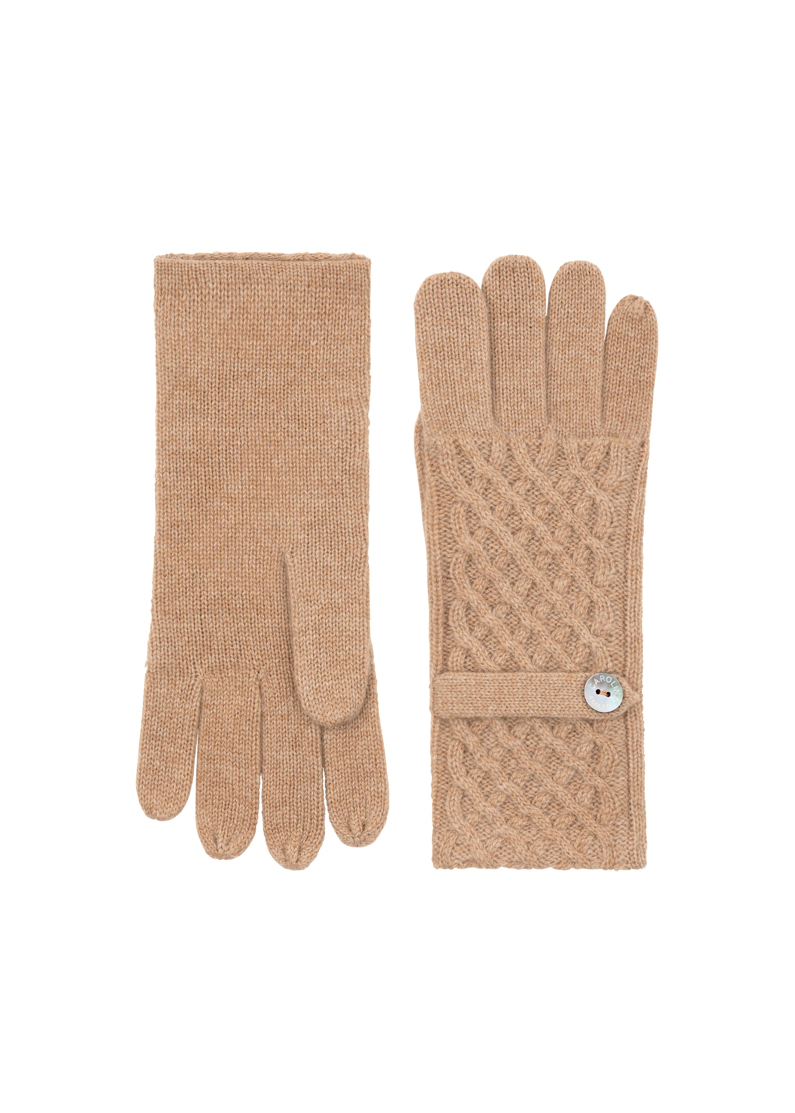 Cashmere Waffle Glove in Camel