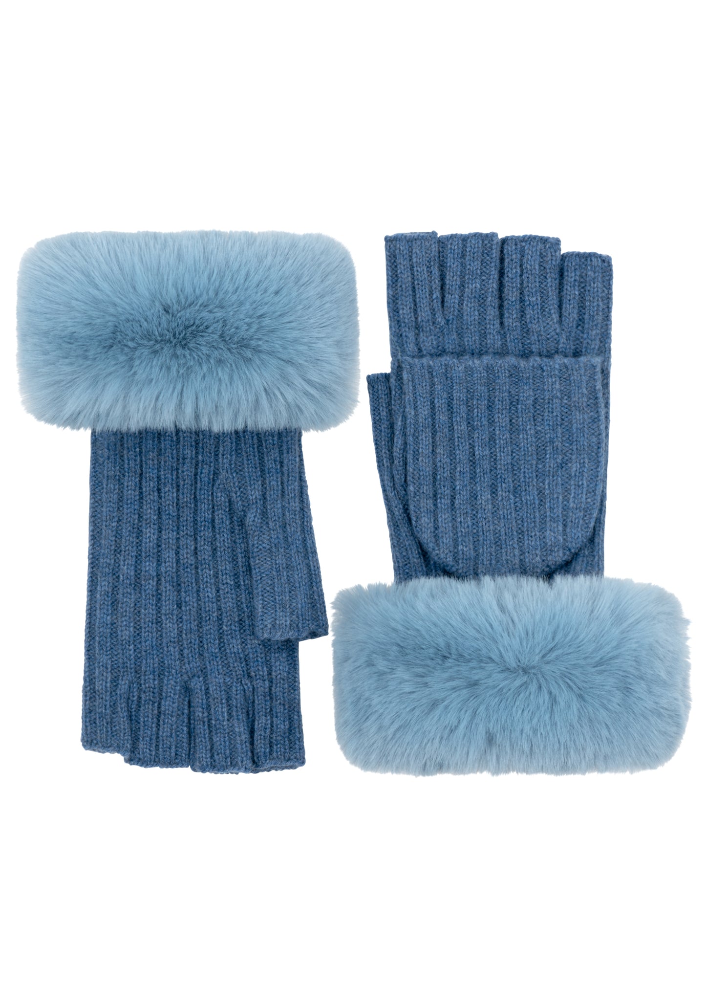 K134 BLU - Faux Fur Cuff Poptop in Blue