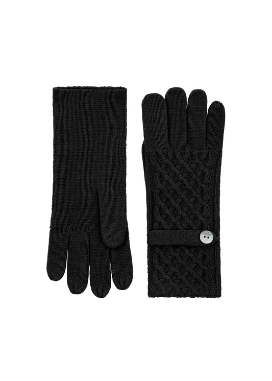 Cashmere Waffle Glove in Black